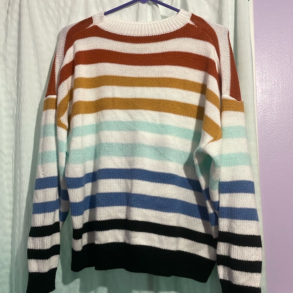 Plus-size colorful striped sweater size 1x